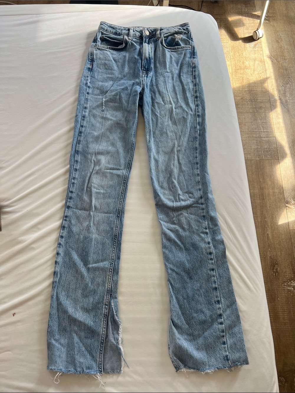 ZARA Light Blue Women's Flare Distressed Jeans